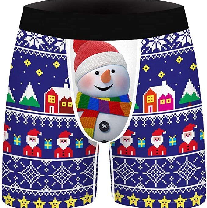 calzoncillo boxers de navidad con muñeco de nieve